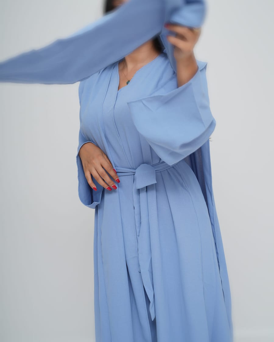 Light blue summer abaya and matching pants